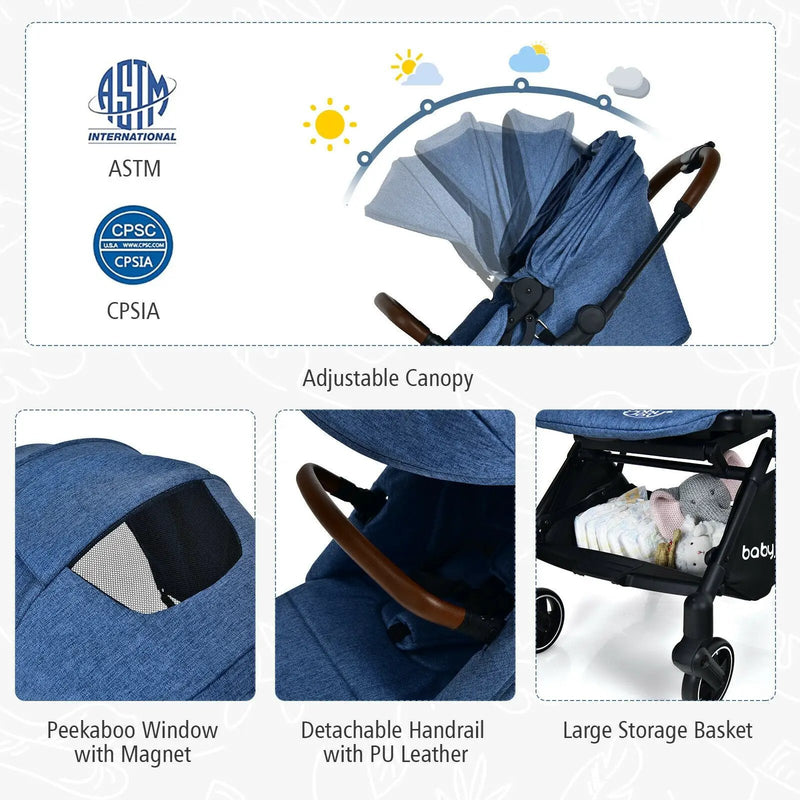 2-in-1 Convertible Aluminum Baby Stroller with Adjustable Canopy by DirectDeals