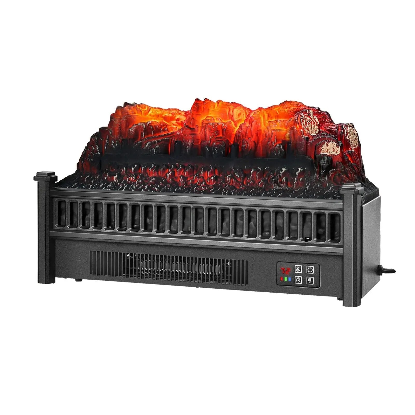 1400W Electric Fireplace Log Heater with Adjustable Flame Brightness-Black by DirectDeals