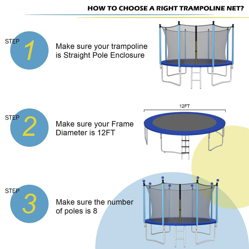 12Ft Replacement Weather-Resistant Trampoline Safety Enclosure Net by DirectDeals