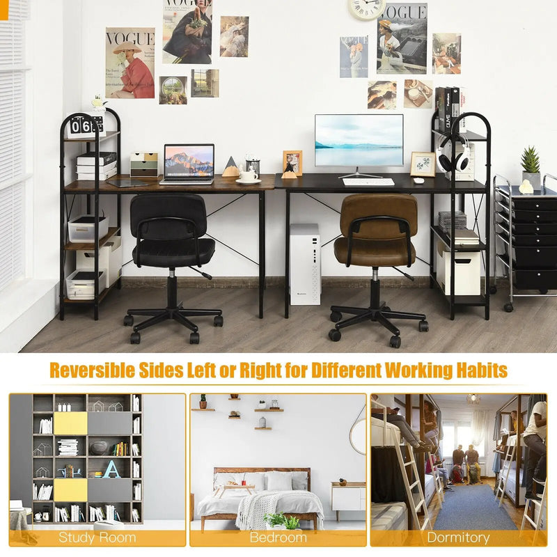 48-Inch Reversible Computer Desk with Storage Shelf by DirectDeals