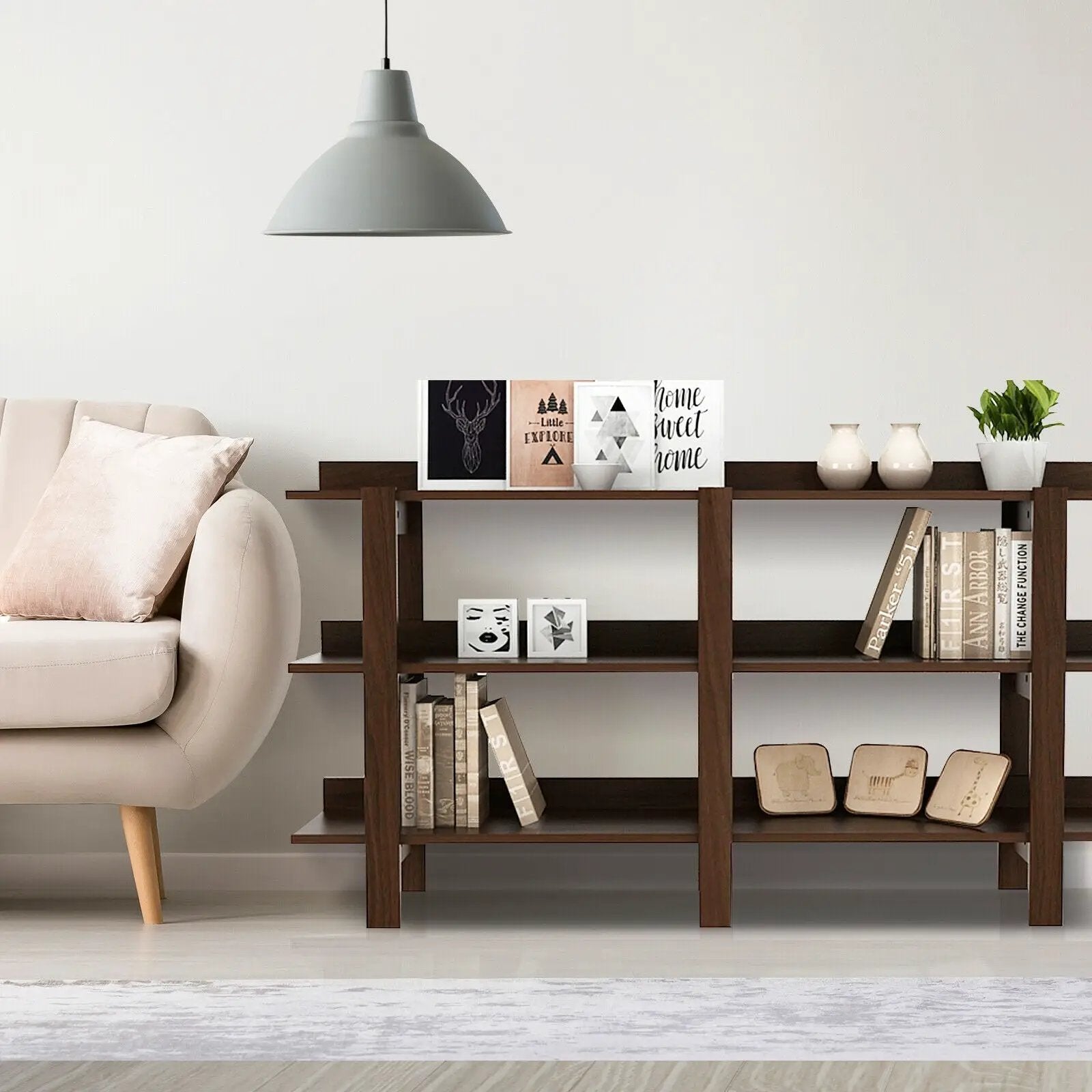 59 Inch Console Table with 3-tier Open Shelf for Front Hall Hallway and Foyer by DirectDeals