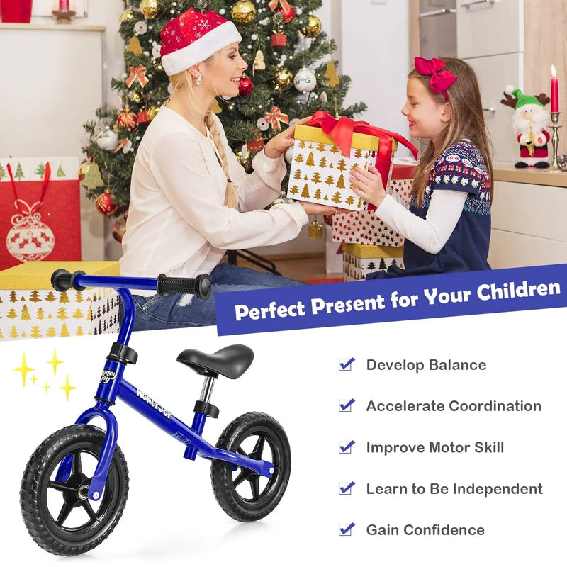 Kids No Pedal Balance Bike with Adjustable Handlebar and Seat-Blue by DirectDeals