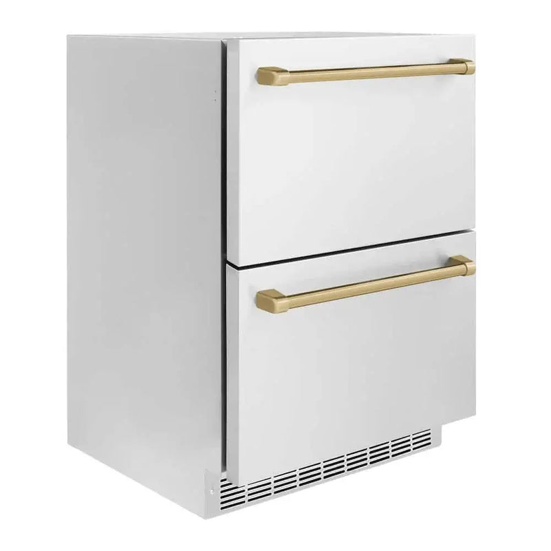 ZLINE 24" Touchstone 168 Can Outdoor-Rated Dual Refrigerator Drawer, Champagne Bronze, RDSOZ-ST-24-CB by Farmhouse Kitchen and Bath