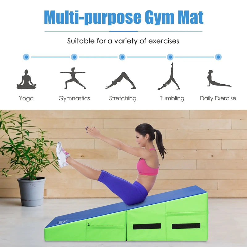 Folding Wedge Exercise Gymnastics Mat with Handles by DirectDeals