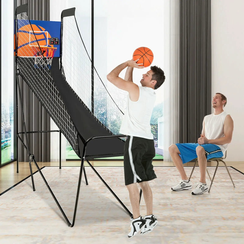 Foldable Single Shot Basketball Arcade Game with Electronic Scorer and Basketballs by DirectDeals