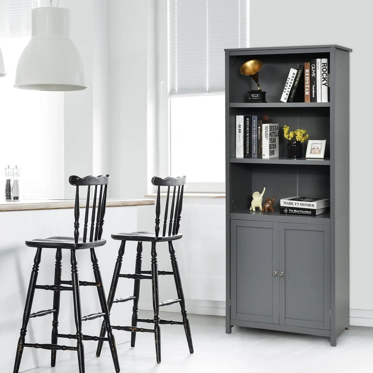 Bookcase Shelving Storage Wooden Cabinet Unit Standing Display Bookcase with Doors by DirectDeals