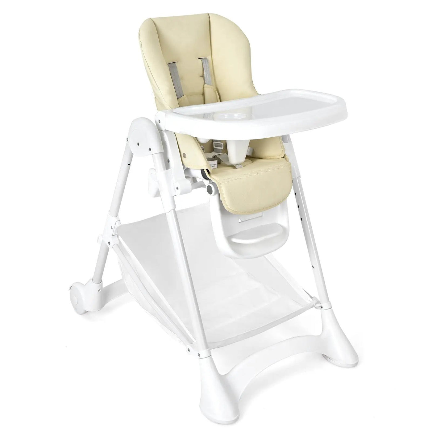 Baby Convertible Folding Adjustable High Chair with Wheel Tray Storage Basket by DirectDeals
