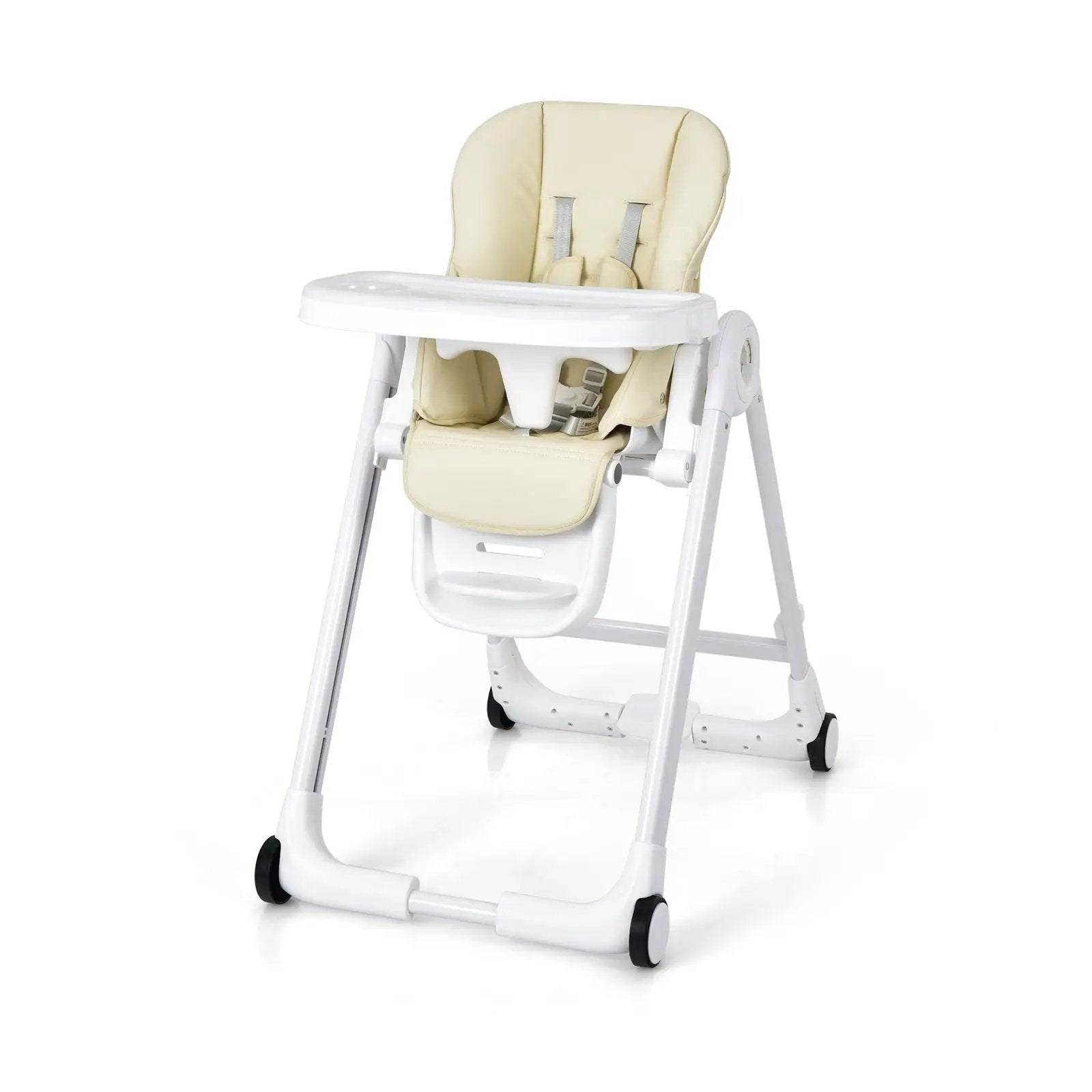 Baby Folding Convertible High Chair with Wheels and Adjustable Height by DirectDeals