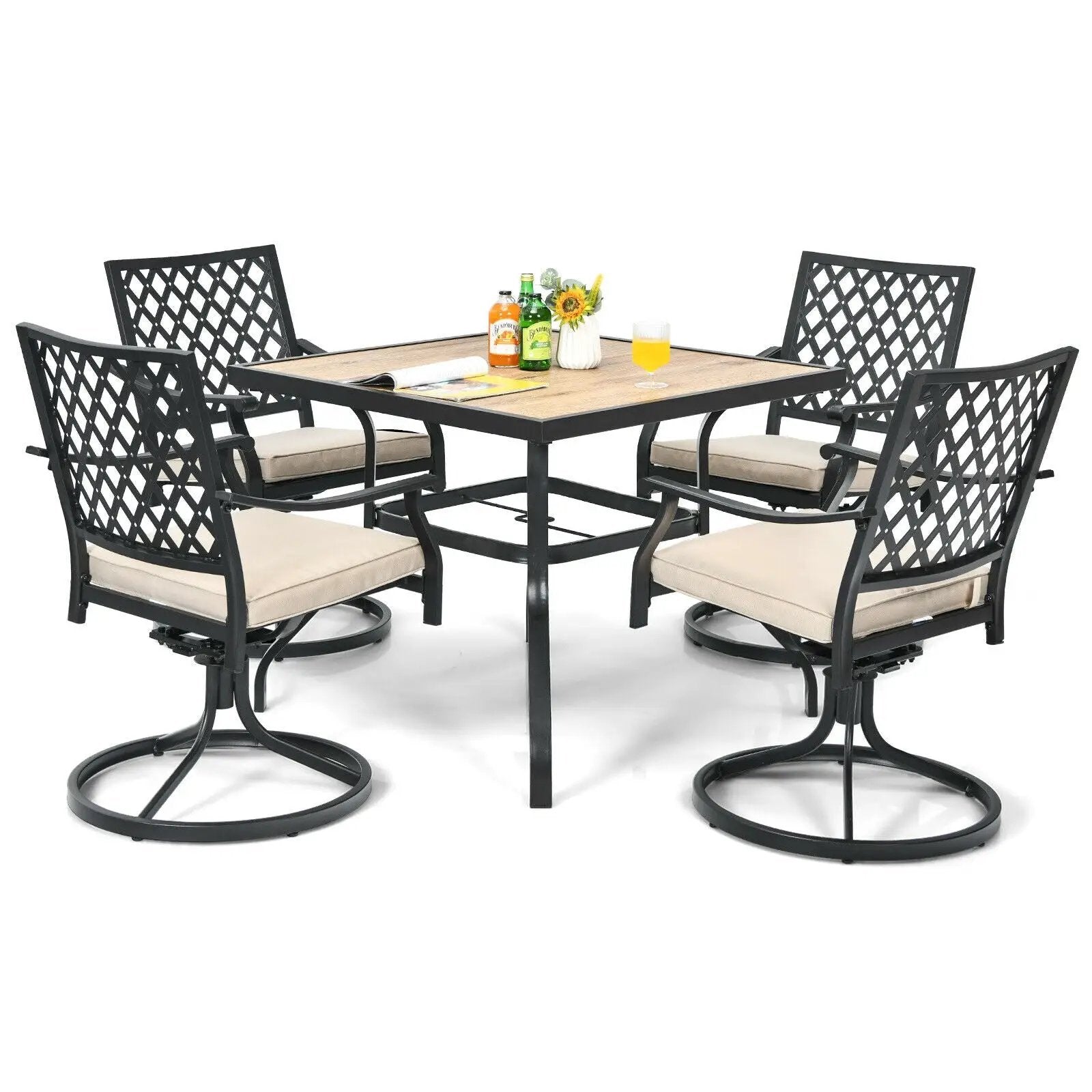 Patio Metal Square Dining Table for Garden and Poolside by DirectDeals