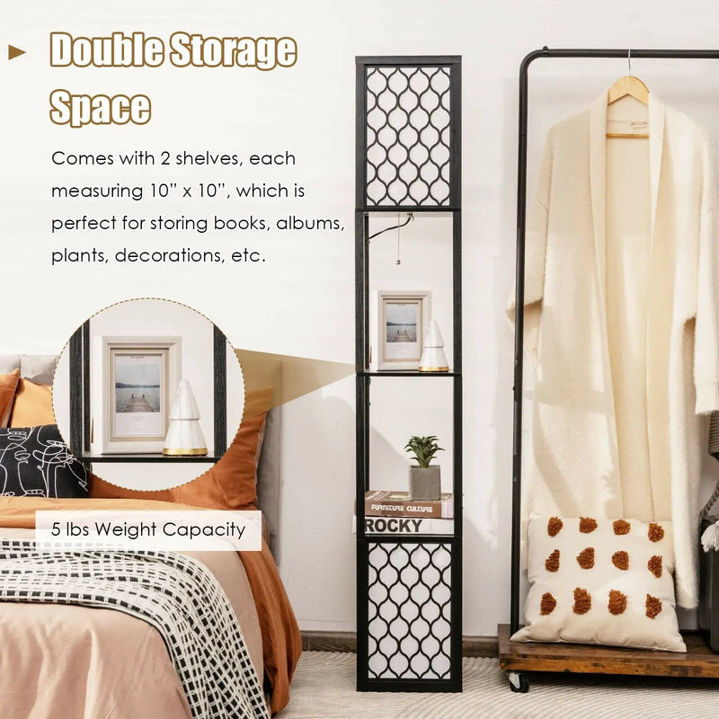 Modern Shelf Freestanding Floor Lamp with Double Lamp Pull Chain and Foot Switch by DirectDeals