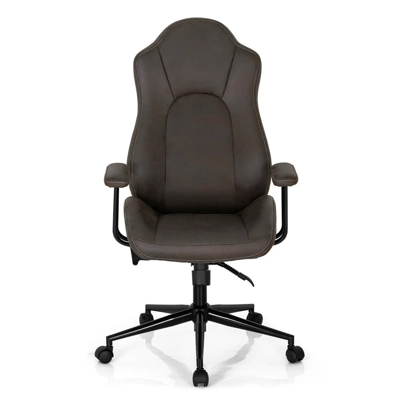 High Adjustable Back Executive Office Chair with Armrest-Brown by DirectDeals