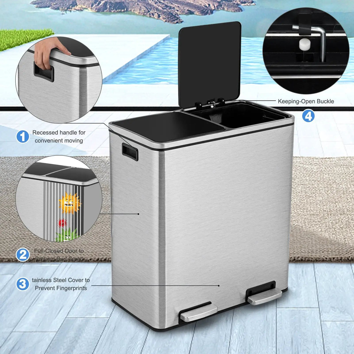 16 Gallon Dual Step Trash Can by DirectDeals