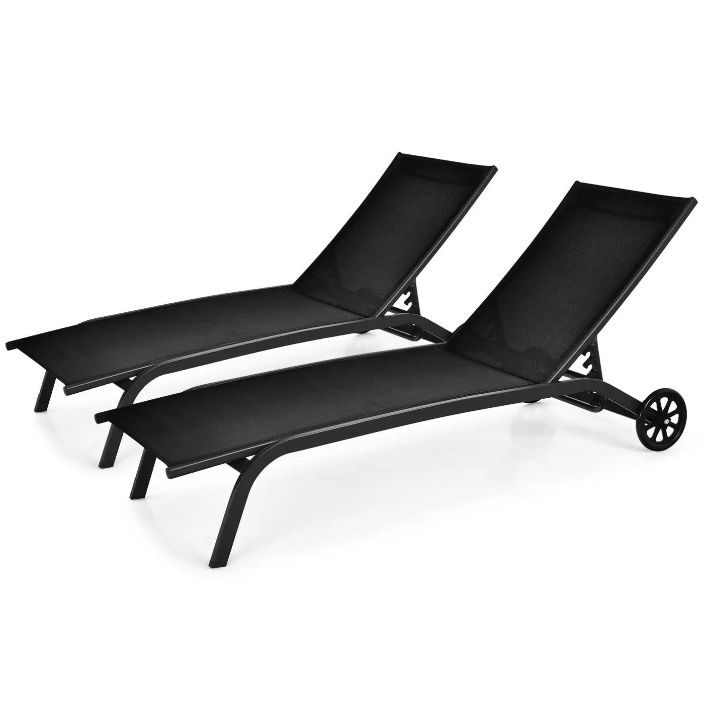6-Poisition Adjustable Outdoor Chaise Recliner with Wheels by DirectDeals