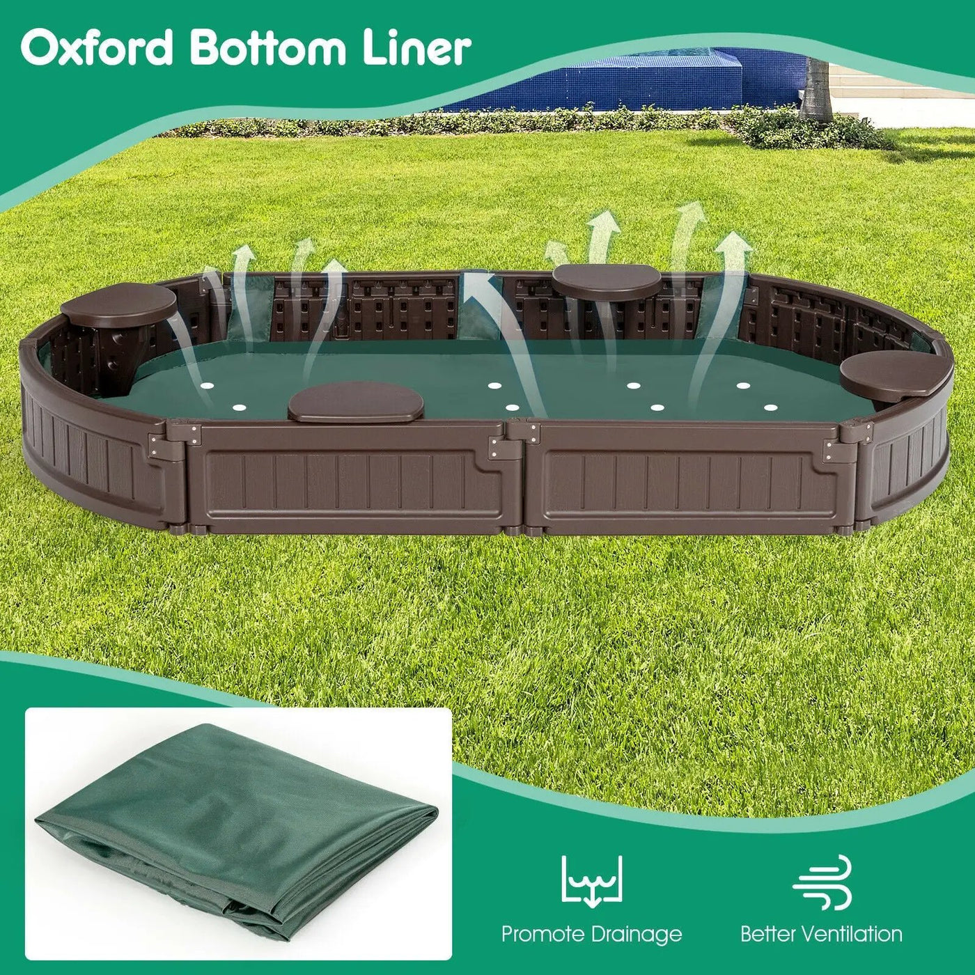 Sandbox with Built-in Corner Seat and Bottom Liner by DirectDeals
