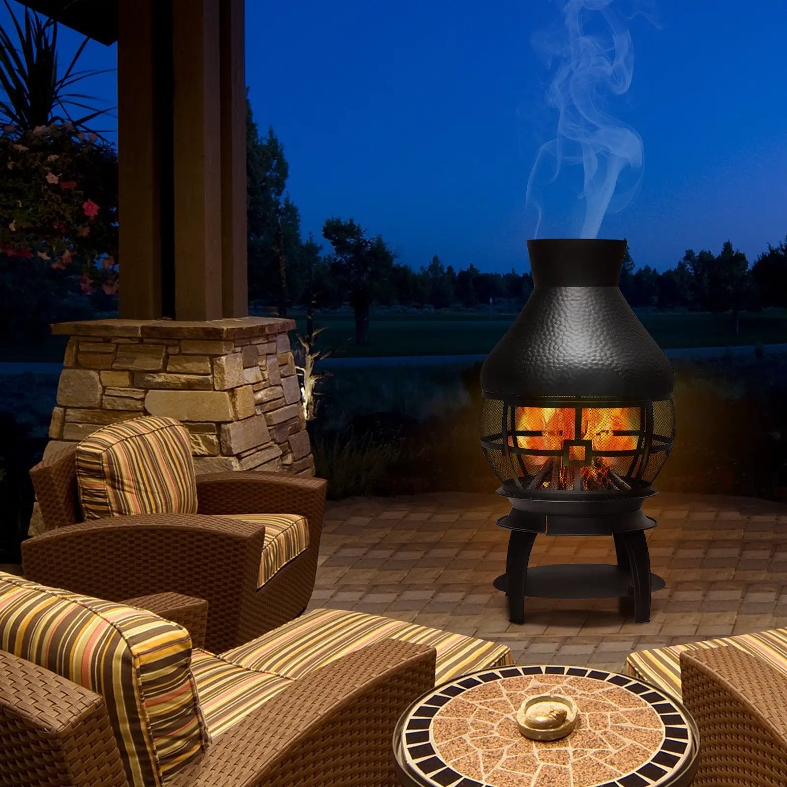 Patio Wood Burning Chimneys Fireplace by DirectDeals