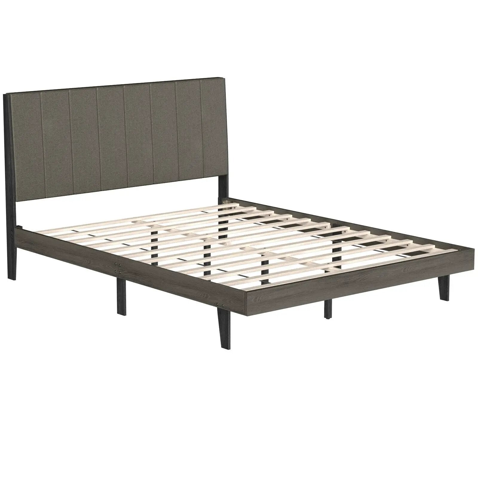 Queen Size Upholstered Bed Frame with Tufted Headboard by DirectDeals
