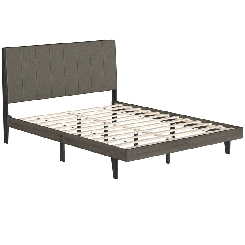 Queen Size Upholstered Bed Frame with Tufted Headboard by DirectDeals