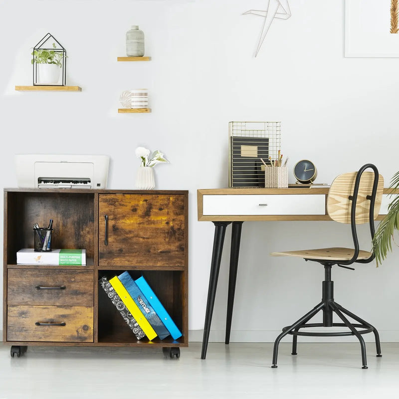 Mobile File Cabinet with Lateral Printer Stand and Storage Shelves by DirectDeals