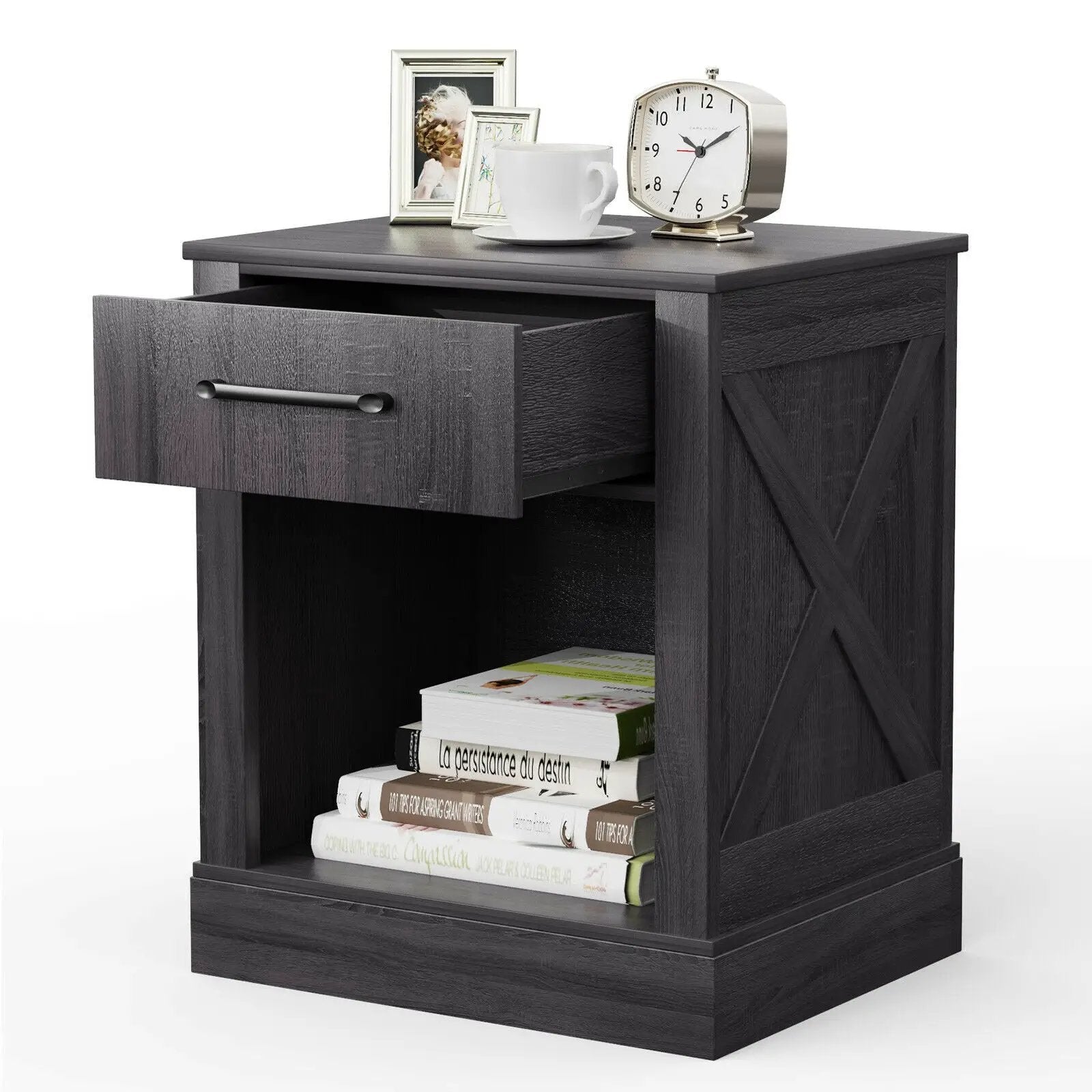 Compact Nightstand with Drawer and Shelf by DirectDeals