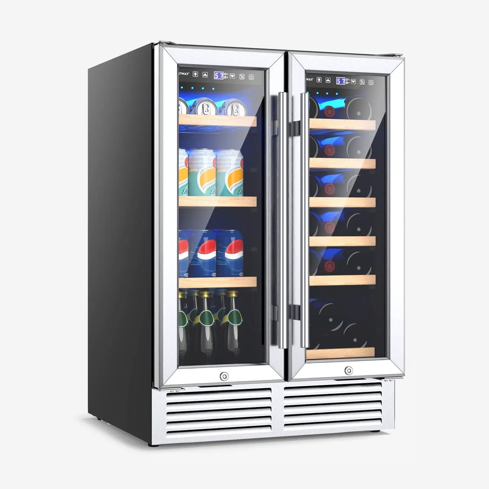 24 Inch Dual Zone Wine and Beverage Cooler-Silver by DirectDeals