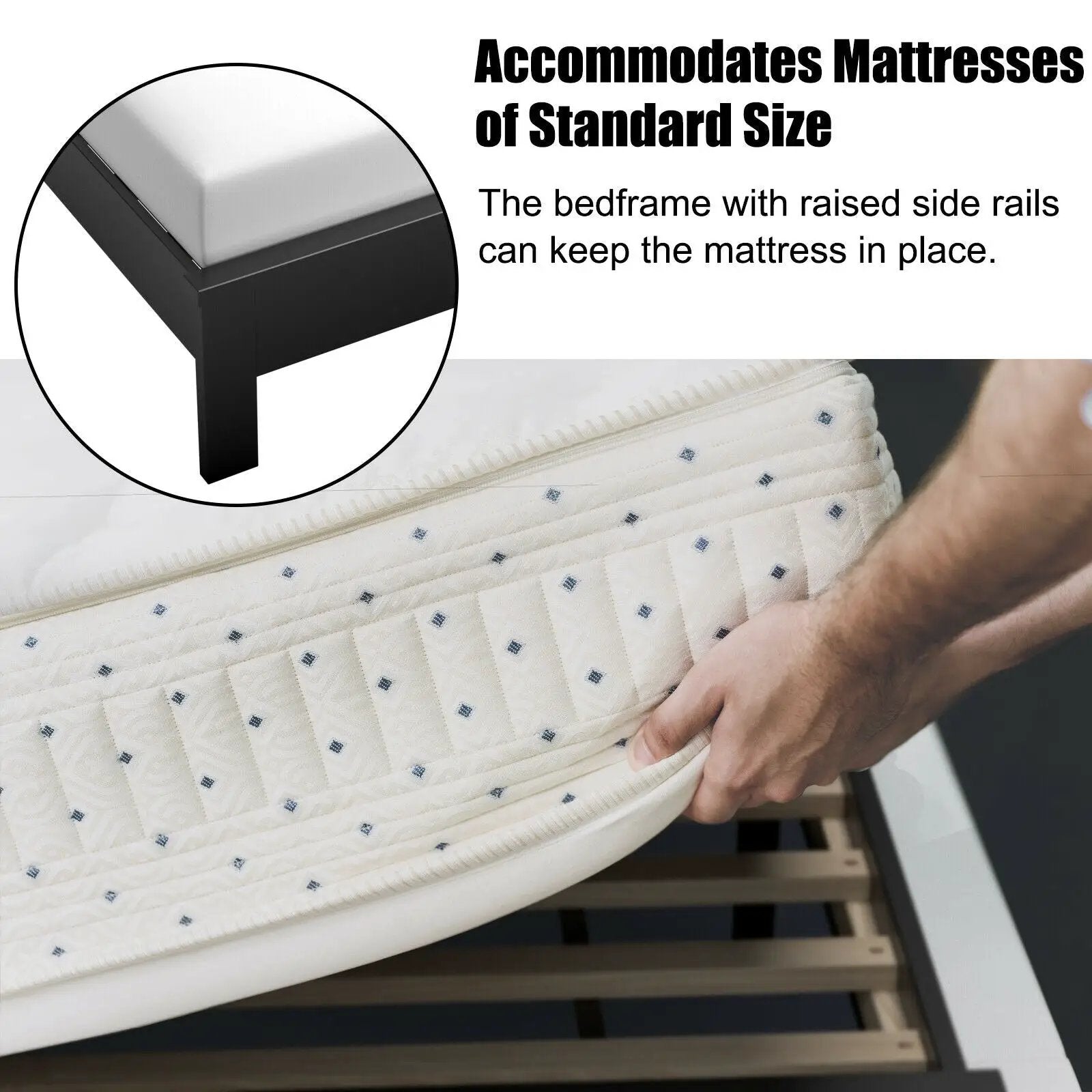 Full Size Platform Slat Bed Frame with High Headboard by DirectDeals