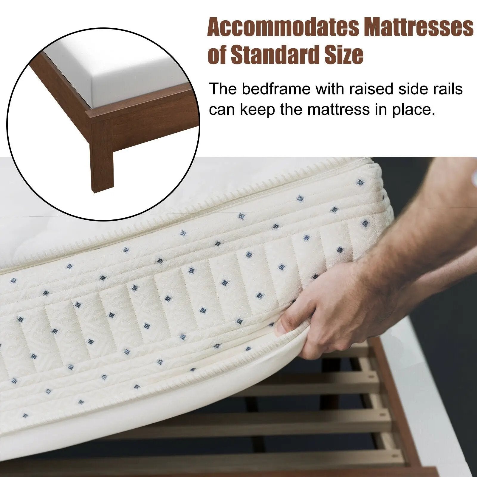 Full Size Platform Slat Bed Frame with High Headboard by DirectDeals