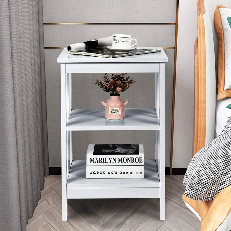2 Pieces 3-Tier Nightstand with Reinforced Bars and Stable Structure by DirectDeals