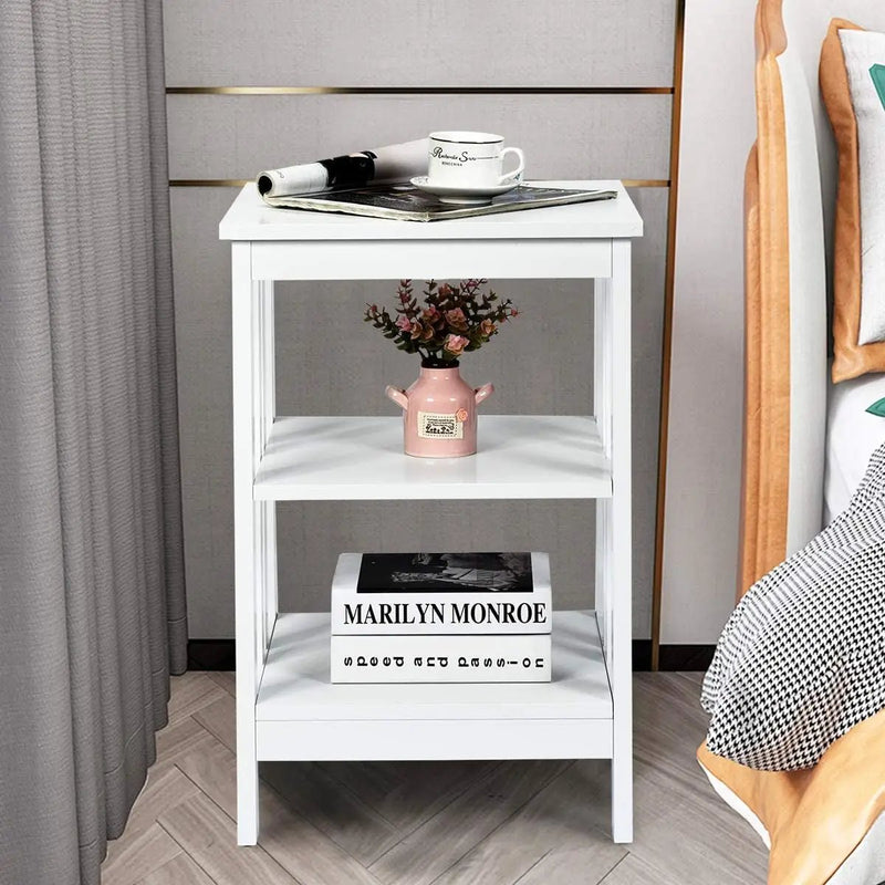 2 Pieces 3-Tier Nightstand with Reinforced Bars and Stable Structure by DirectDeals