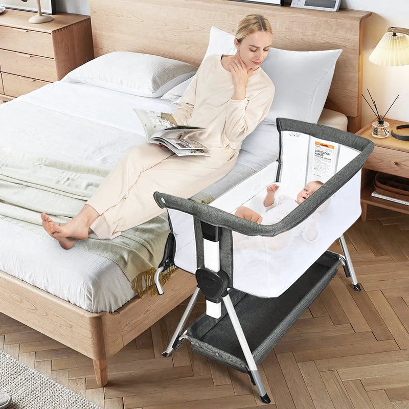 Adjustable Baby Bedside Crib with Large Storage by DirectDeals