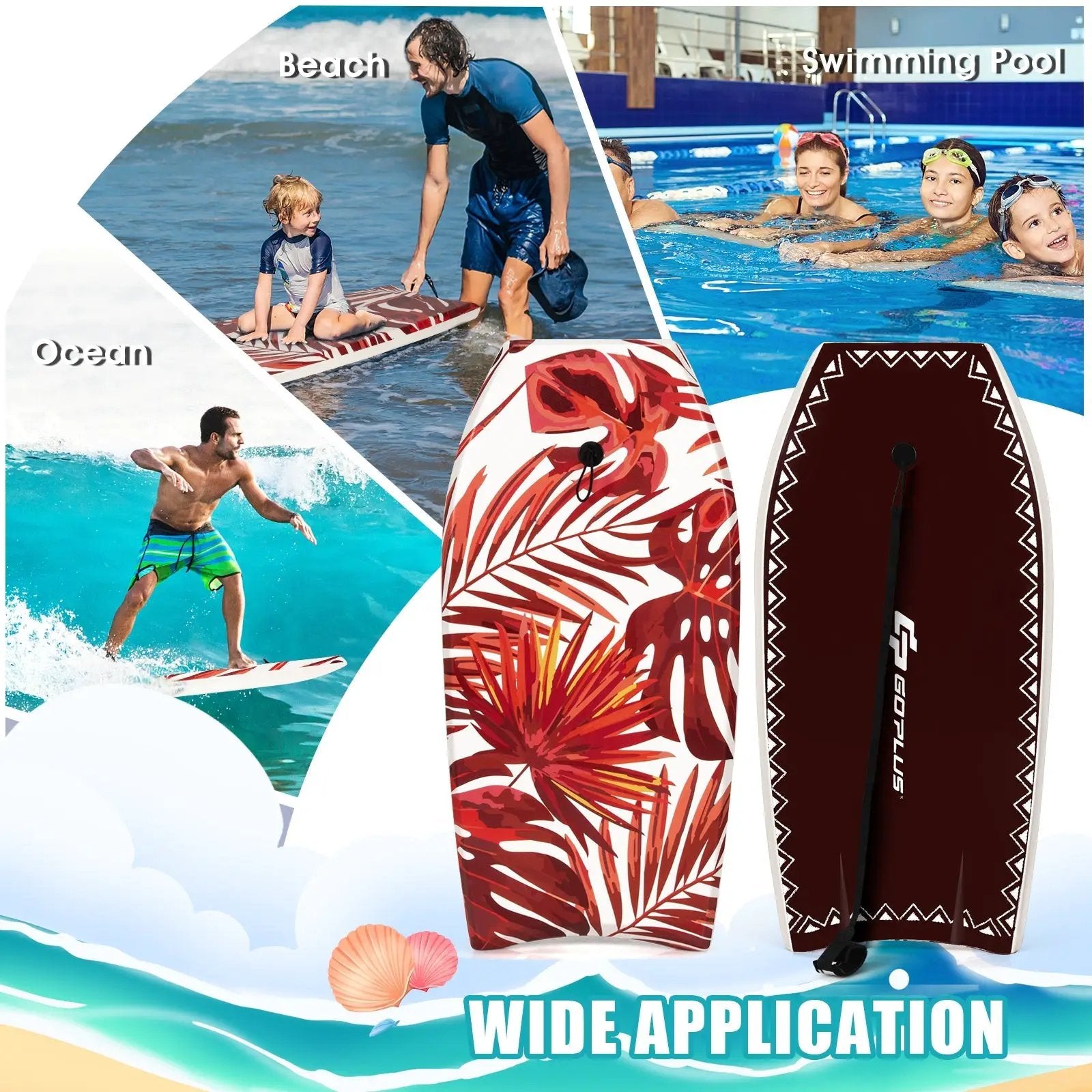 37 Inch Lightweight Surfboard With Fin EPS Core for Kids and Adults by DirectDeals