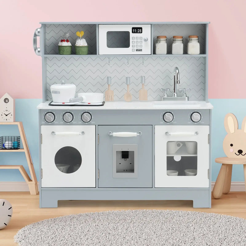 Pretend Play Kitchen Wooden Toy Set for Kids with Realistic Light and Sound by DirectDeals