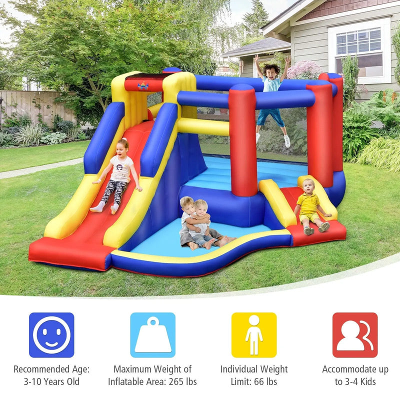 Kids Inflatable Bouncy Castle with Double Slides without Air Blower by DirectDeals