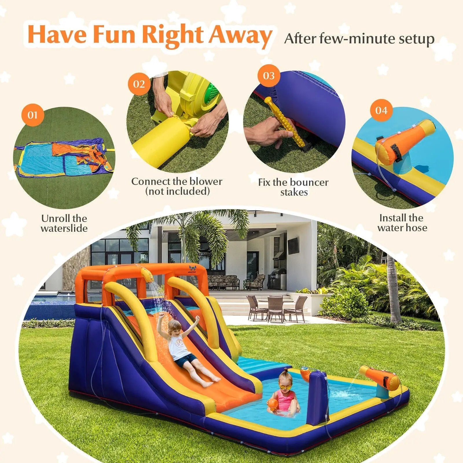 4-in-1 Kids Bounce Castle with Splash Pool without Blower by DirectDeals