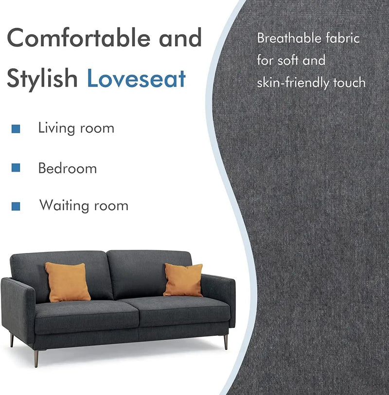 Modern Loveseat with Comfy Backrest Cushions by DirectDeals