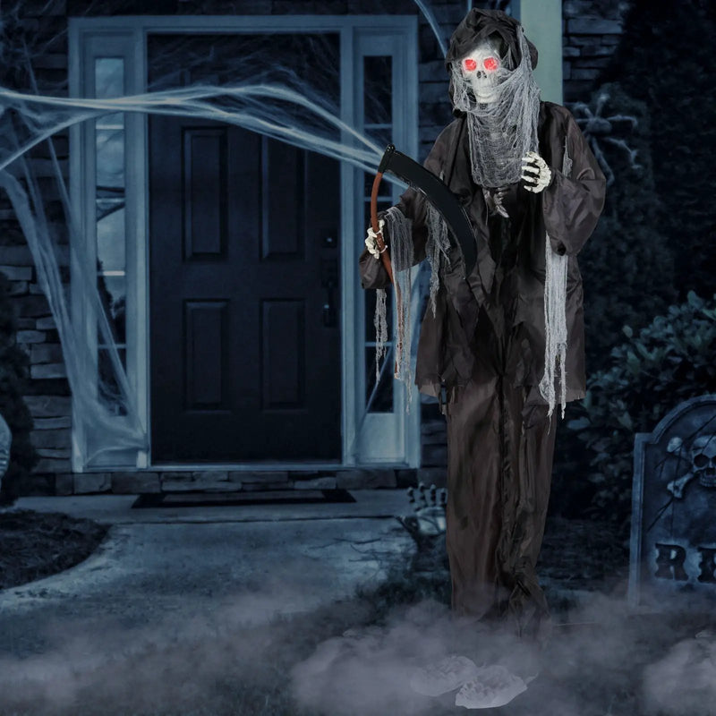 8.5 Feet Halloween Decoration Animated Standing Grim Reaper with Glowing Eyes by DirectDeals