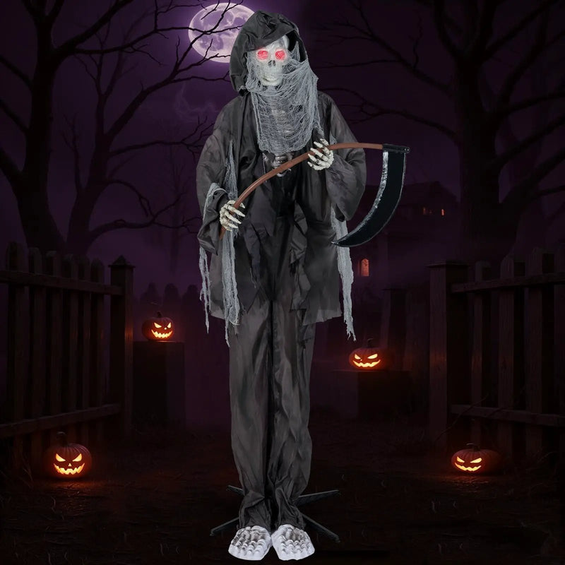 8.5 Feet Halloween Decoration Animated Standing Grim Reaper with Glowing Eyes by DirectDeals