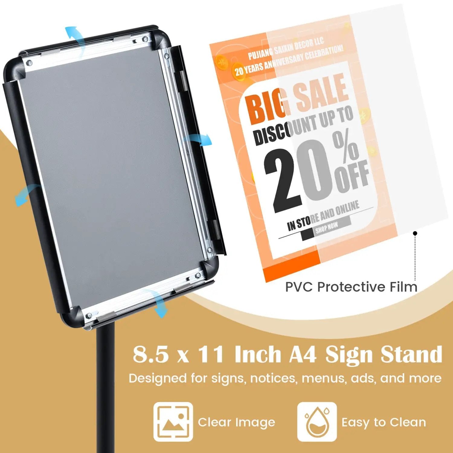 Adjustable Sign Holder Stand with 360° Rotation - 8.5 x 11 Inch by DirectDeals