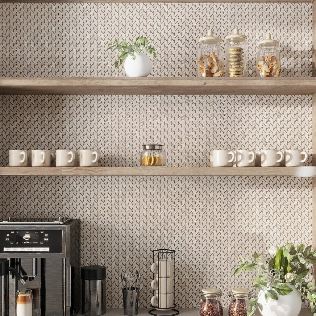 Beige 12x12 Etched Polished Crema Marfil Marble Mosaic Tile (5 pack, 4.92 sq ft/case) by Apollo Tile