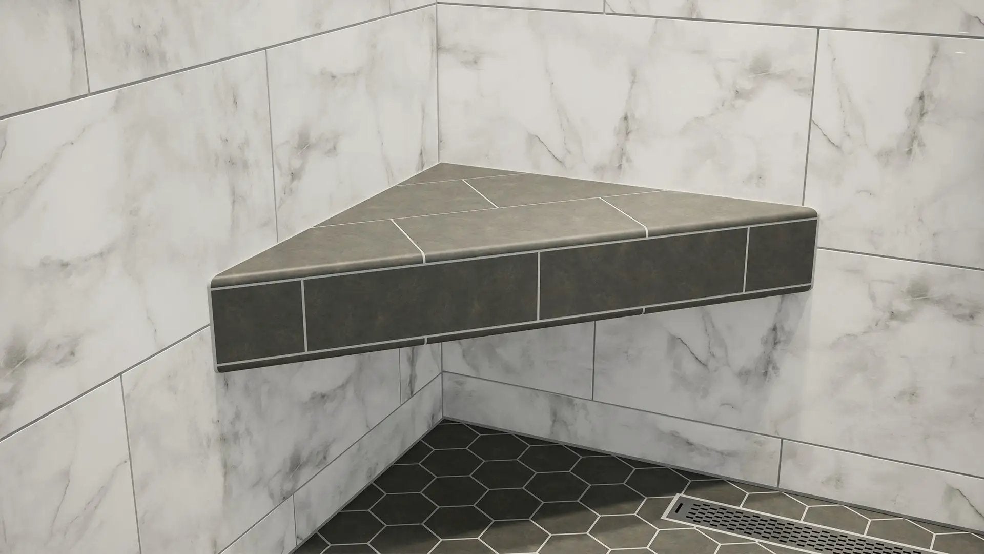 The Original Floating Corner Shower Bench Kit™ by The Original Granite Bracket