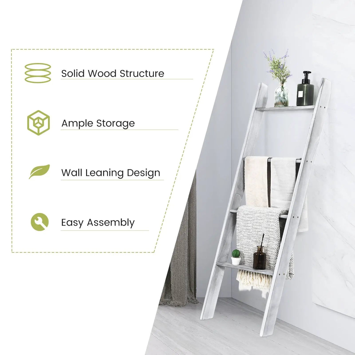 4-Tier Wall Leaning Ladder Shelf Stand by DirectDeals