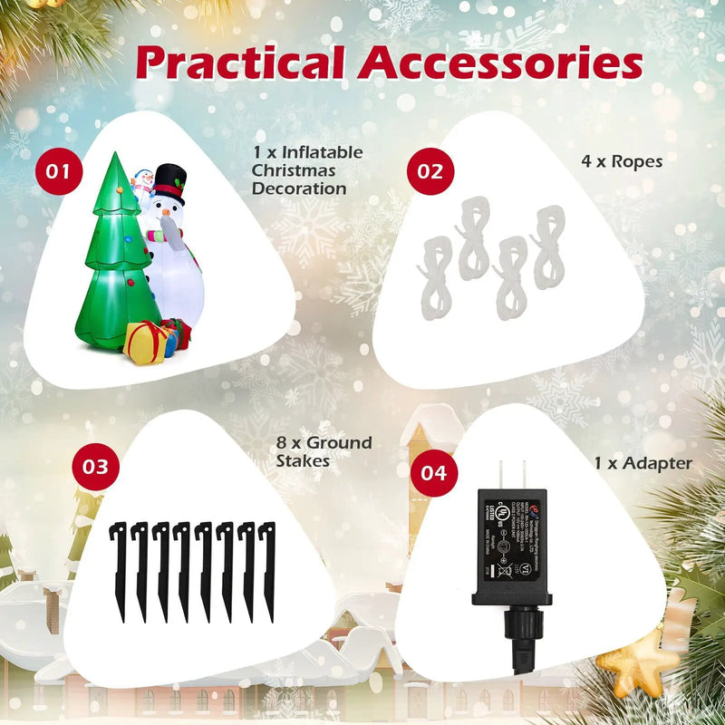 6 Feet Tall Inflatable Christmas Snowman and Tree Decoration Set with LED Lights by DirectDeals