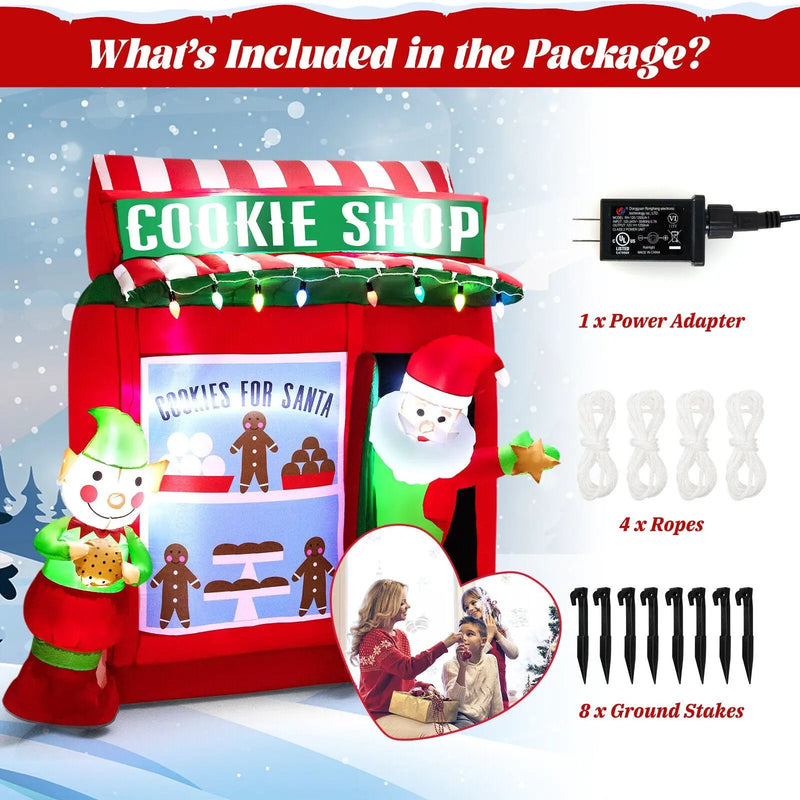 6.3 Feet Inflatable Gingerbread Cookie Shop with Santa Claus by DirectDeals
