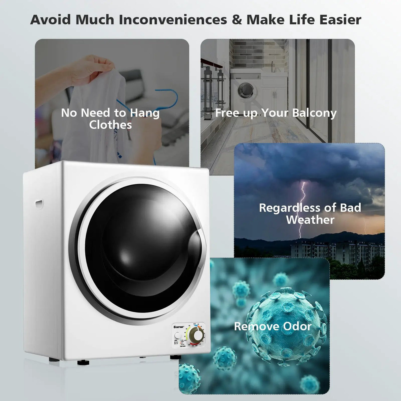 1.5 Cu .ft Clothes Dryer with with Stainless Steel Wall Mount by DirectDeals
