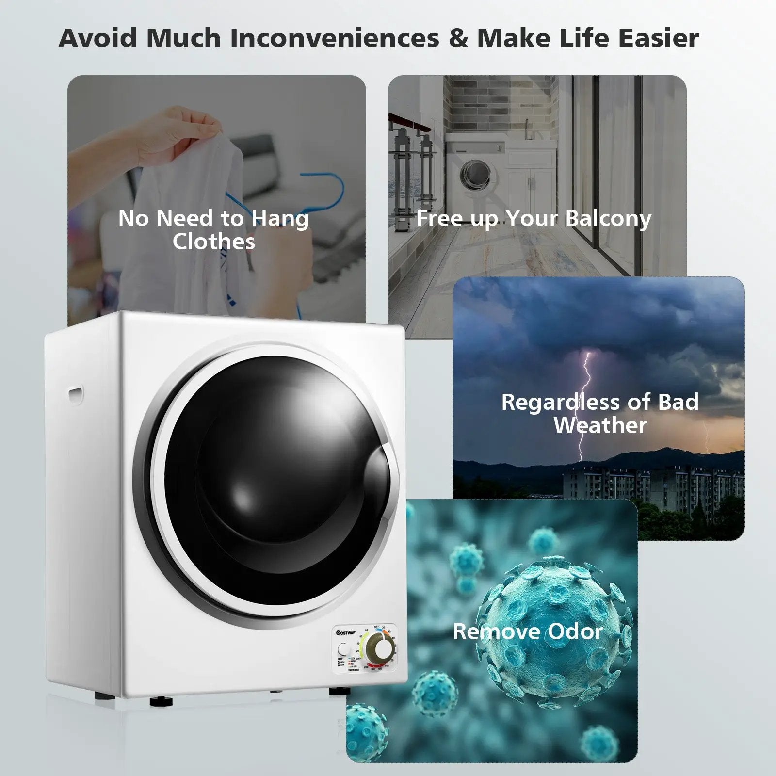 1.5 Cu .ft Clothes Dryer with with Stainless Steel Wall Mount by DirectDeals