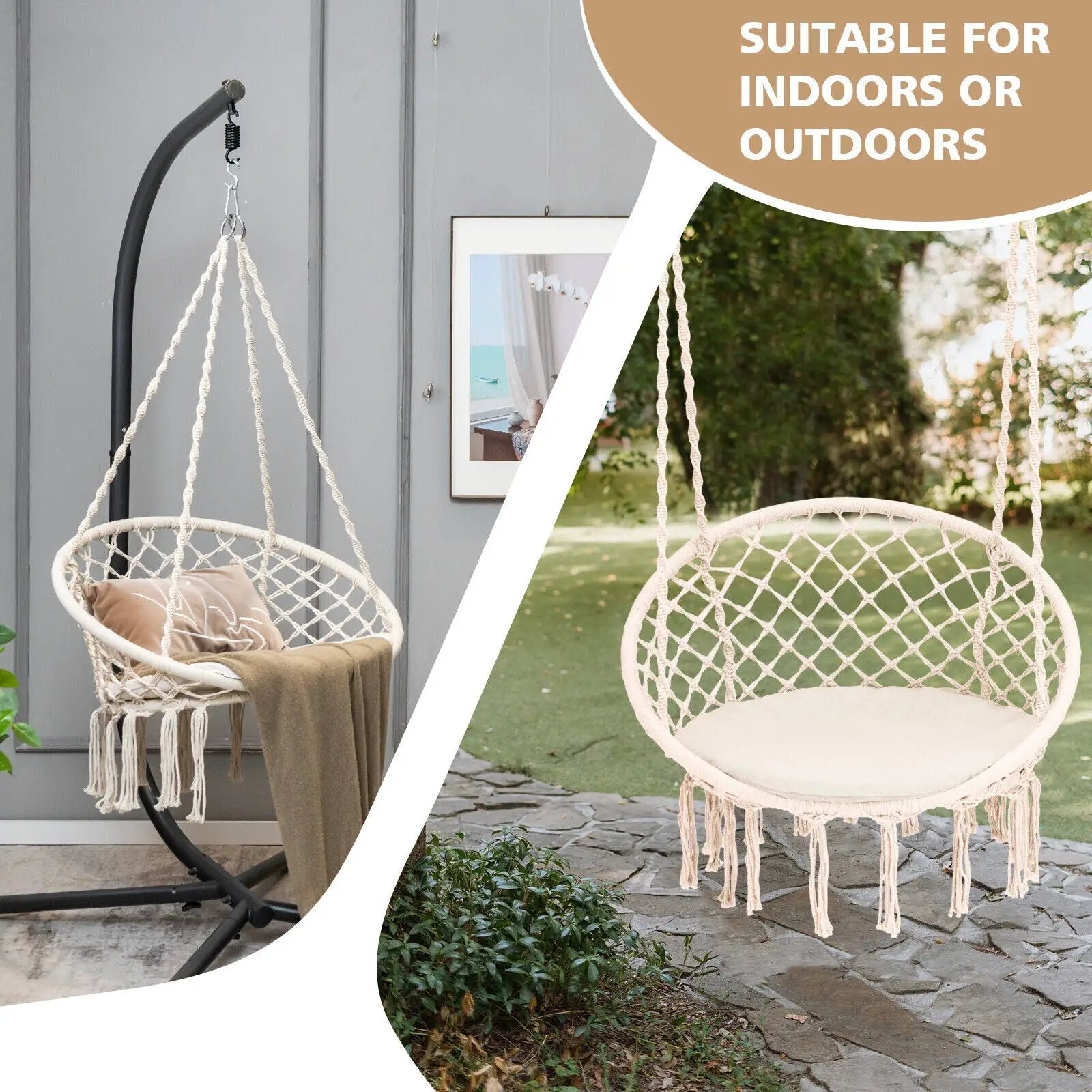 Cushioned Hammock Swing Chair with Hanging Kit by DirectDeals