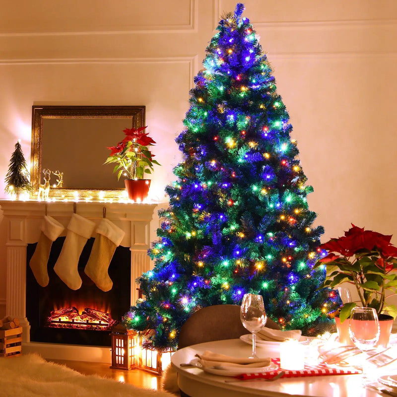 7.5 Feet Pre-Lit Artificial Spruce Christmas Tree with 550 Multicolor Lights for Festival by DirectDeals
