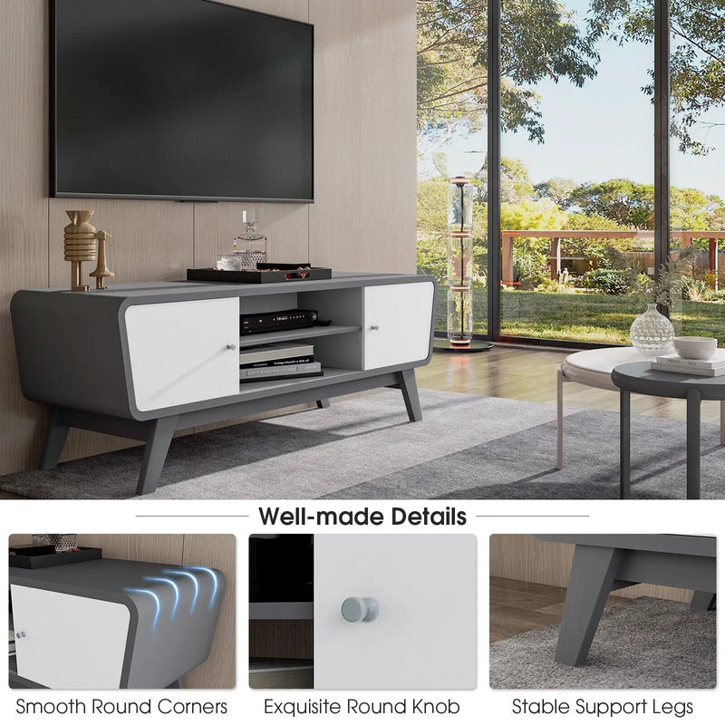 Sliding Door TV Stand with Adjustable Shelf for TVs up to 55 Inch by DirectDeals