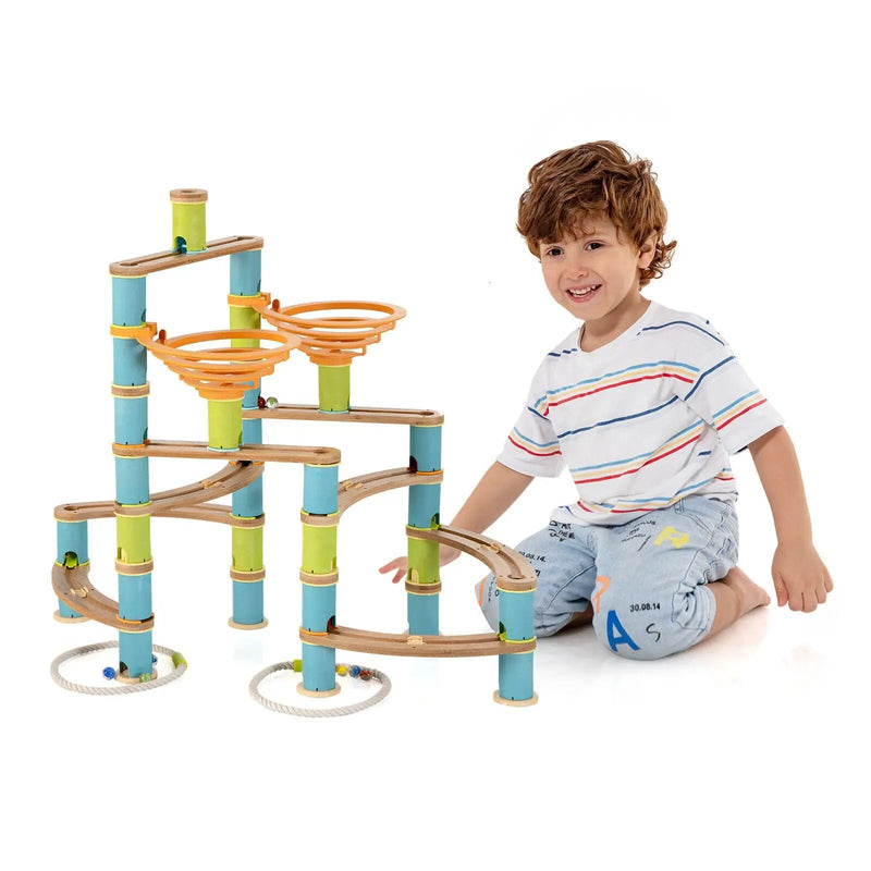 162 Pieces Bamboo Marble Run Educational Learning Toy Set by DirectDeals