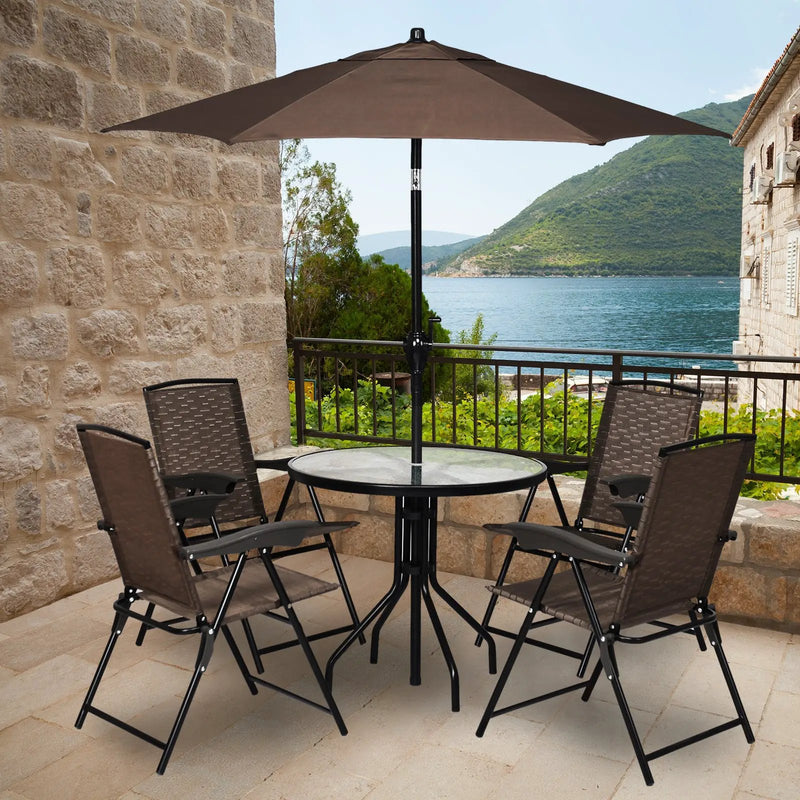 4 Pieces Folding Dining Chairs with Smooth Armrests and Sling Back by DirectDeals
