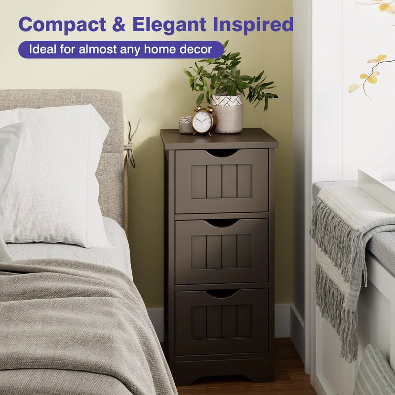 Bathroom Floor Freestanding Storage Organizer with 3 Drawers by DirectDeals